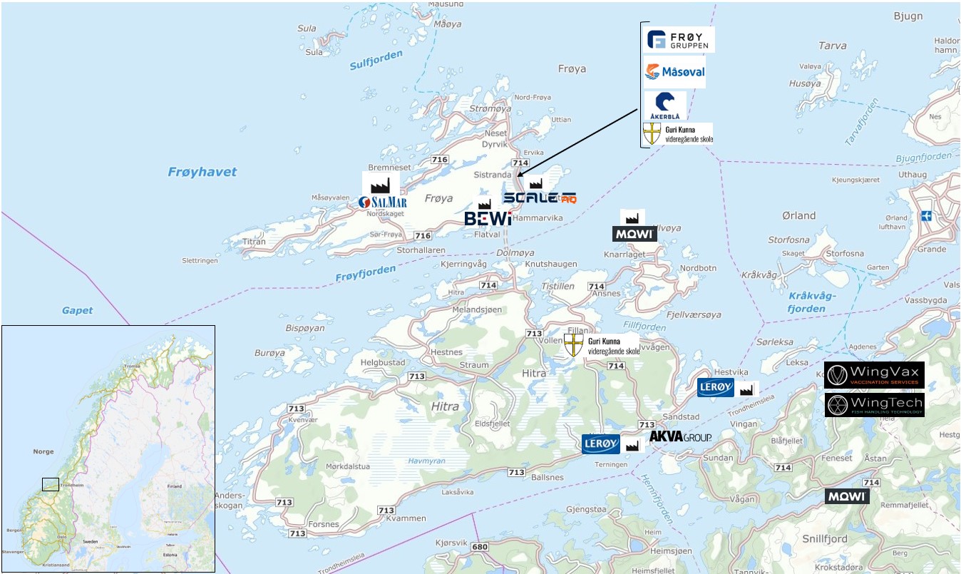 Map of salmon region in Mid Norway